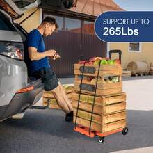 Foldable Hand Truck Dolly, 400 LB Folding Luggage Cart With Wheels, Portable Flatbed Cart Collapsible Hand Truck For Luggage, Travel, Moving, Shopping, Office Use - trái cam - Xem 4