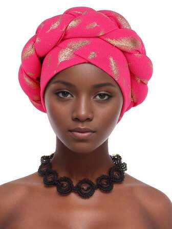 1 件古铜色非洲头带辫子头巾帽女士尼日利亚婚礼头饰派对头饰头饰自动头饰女式头巾