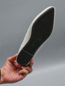 Plus Size 35-45 Women's Pointed Toe Flat Shoes, New Autumn Outdoor Daily Casual Loafers, Fashion Soft Bottom Work Driving Moccasins, White Flat Slip-On Comfortable Versatile Dress Shoes - White - View 7