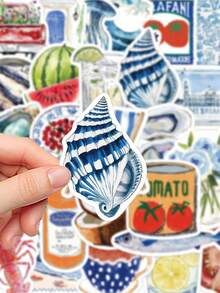 50pcs Open Sea Stickers Laptop Handbook Cell Phone Case Decorative Stickers,School Supplies,Back To School - Multicolor - View 5