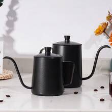 1 件不锈钢细口咖啡壶带盖黑色长口手冲咖啡壶，挂耳式设计，非常适合露营、家用和咖啡分享，便携式冲泡工具，非常适合精准咖啡冲泡和特色冲泡，重返校园 - 彩色 - 查看 5
