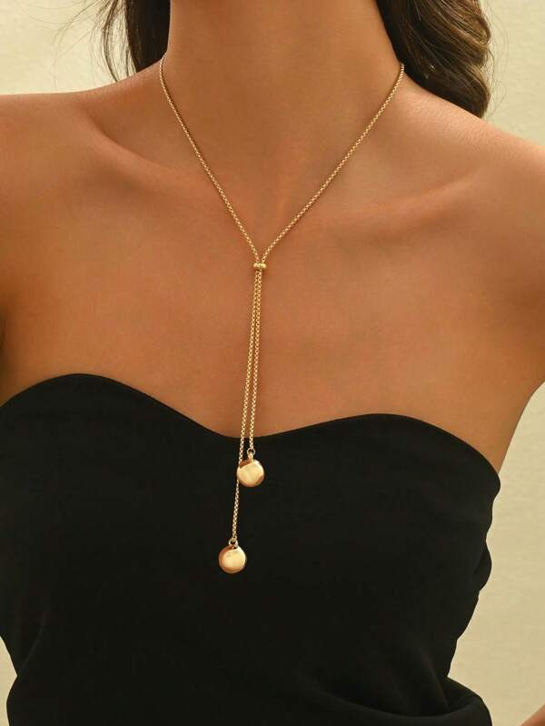 1 pieza Elegante collar en forma de Y para mujer, colgante de lágrima de moda en cadena deslizante con borla, accesorio decorativo