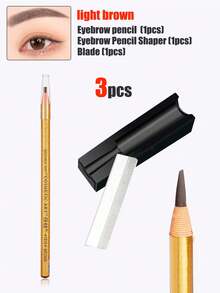 3-In-1 Eyebrow Shaper Set - Eyebrow Pencil, Pencil Sharpener With Blades, Eyebrow Groomer; Compact And