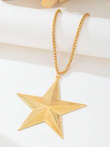 1 pièce Collier pendentif métal rétro exagéré grande pentagramme, convient pour les femmes assistant à des soirées formelles, galas, vacances, bijoux de style