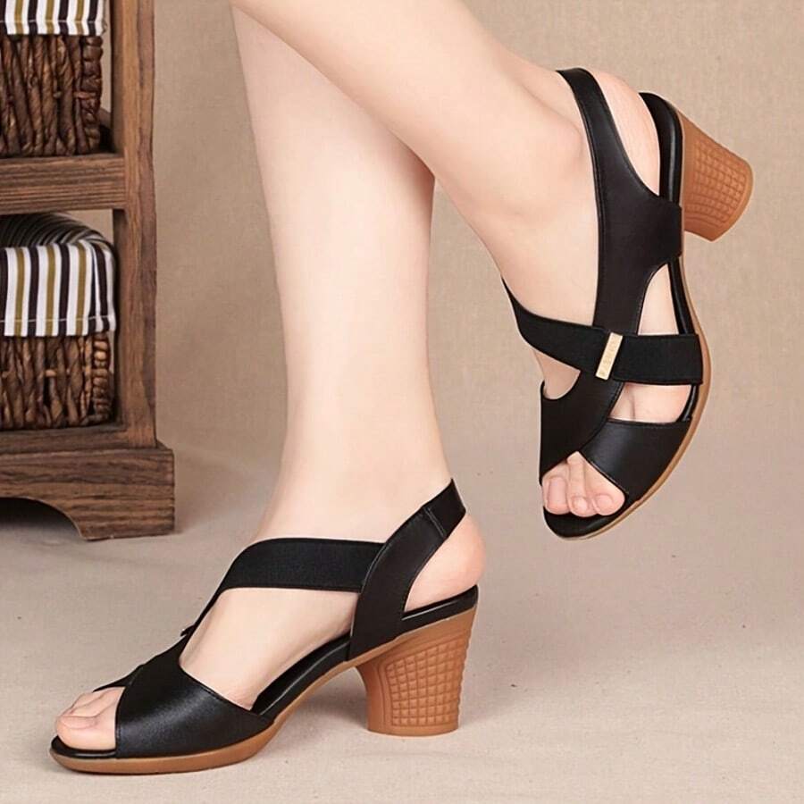 2025 Women Summer Sandals, Comfortable Mid-Heel Ladies Casual Open Toe Sandals, Non-Slip Outdoor Shoes, Mother Shoes