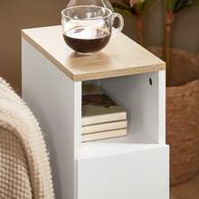 SoBuy Bedside Table Box Spring Bed Sofa Table Side Table Narrow Telephone Table Nightstand White WHT Approx. 20x60x35cm FBT149-WN - White - View 7