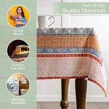 Maison d' Hermine Table Cover 100% Cotton 70"x108" Drative Tablecloth Washable Rec Tablecloths Dining Home Wedding Banquet Buffet Romane - Thanksgiving Christmas - als Bild - Übersicht 3