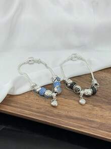 Silver Bracelet And Vivara Jewelry Silver With Colored Stone Boho Style Send Random - Bạc - Xem 4