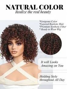 Fluffy Small Curly Wig Gradient Brown Wig 12-Inch Short Curly Wig Synthetic Heat Resistant Fiber Wig Ladies Wig Perfect For Holiday Travel Family Gatherings Everyday Wear Use - 漸層棕色 - 查看 3