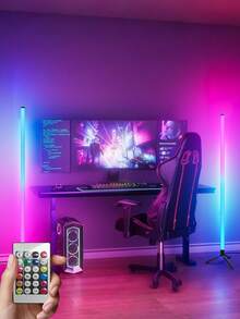 1 件 RGB 变色落地灯，遥控室内卧室 USB 插头壁角灯，带音乐节奏传感器的氛围灯，适用于客厅卧室