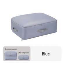 Ultra Space Saving Self Compression Organizer Extra Large Jumbo Zippered Storage Bag For Closet King Comforter, Pillow, Quilt, Bedding, Clothes, Blanket Organizers Carry Handles Can Be Compressed Storage And Organization Moving Bags Pink/Beige/Blue Bag For School School Accessories School Stuff