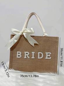 1 件字母新娘手提包婚礼手提包新娘包婚礼装饰旅行婚礼用品新娘派对用品适合送给女朋友妻子母亲女儿，无蝴蝶结
