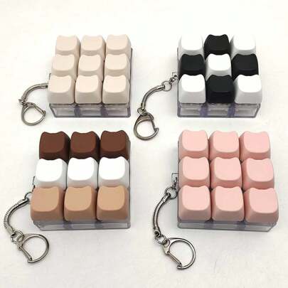 Cat Shaped Keychain Stress Relief Fidget Toy, Mechanical Keyboard Switch Tester, Keyring, Desk Decor, Phone Pendant, Creative Novelty Anti-Anxiety Pop Fidget Toys