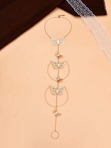 1 件春夏优雅女士臂链，时尚创意镂空金属蝴蝶链接手指臂带手链，适合日常、节日、婚礼、街头