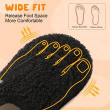 Kids Warm Lightweight Furry Wide Version Home Shoes For Girl Boys, Comfortable Rubber Soft Sole Bottom Walking Shoes For Indoor/Outdoor Autumn And Winter - Black - View 3