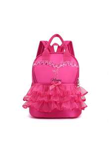 A Custom Bag With A Personalized Name Or Holiday Message. Customize Your Own Backpack Dance Bag, Pink Lace Ballet Little Princess School You Can Customize Name, Letters, Lucky Numbers, Etc., Very Suitable For School, Class, Travel, Daily Adaptation, Birthday Gifts Friends And Daughters, As Souvenir Meaningful Package, Christmas Gift, New Year Etc. - Bow - View 5