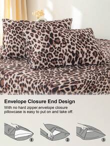 3pcs Leopard Print Bedding Set, Soft & Skin-Friendly Bed Linens Set, Includes 1 Duvet Cover & 2 Pillow Shams - Multicolor - View 7