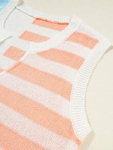 Acelitt Summer 4th Of July Independence Day Beige American Flag Slit Collar Loose Sweater Vest Spring - Multicolor - View 10