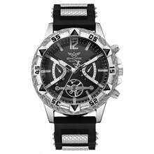1 Stück - Herren Quarzuhr - bequemes Silikonarmband, Gehäuse aus Legierung, Analoganzeige - Vatertagsgeschenk, bestes Geschenk für Männer