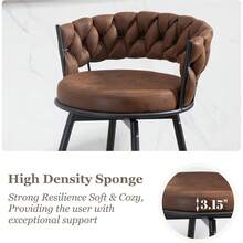 Dyhome 3Pcs  24'' Modern Swivel Bar Stools, 24 Inches Counter Height Bar Stools With Woven Back, Comfy Upholstered Suede Tall Barstools For Kitchen Island, Cafe - Nâu sẫm - Xem 6