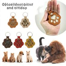 Cute Dog Paw Keychain, Cartoon Pet Hair Storage Leather Case Portable Pet Hair Memorial Keychain Pendant
