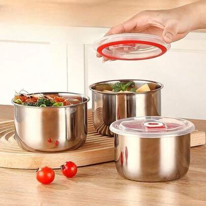 304 Stainless Steel Food Storage Bowls, Airtight Refrigerator Containers, Meal Prep Boxes, Picnic Boxes, Fruit Storage Containers