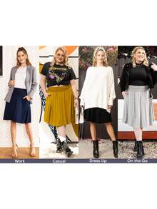 STRETCH IS COMFORT Women's And Plus Size Scoop Hem Flare Mid Length Skirt With Pockets | S-5X - Light Pink - 查看 6