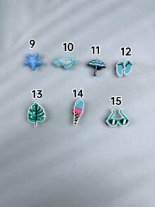 15pcs/Set Cartoon Sea Turtle & Coconut Tree Decorative Accessories Suitable For Sandals, Bracelets, Slides, Phone Case, DIY Customization, Gift For Beach Holiday, Birthday, Festival
