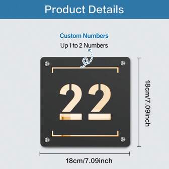 1 Piece Of Exquisite Personalized Acrylic Door Number, Square, Custom House Number, 3D Stereoscopic Letters, Retro Style, Porch Decoration, Waterproof, Suitable For Home And Commercial Use, No Batteries Required, With Mounting Nails