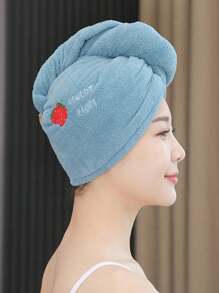 5-Piece Set Of Coral Velvet Cartoon Embroidered Hair Blowing Hats, Women's Bathing Hats With Water Absorbing Triangle Hats, Water Absorbing Hair Blowing Towels, 1 Women's Quick Drying Hair Towel, Highly Absorbent Coral Velvet Women's Hair Towel Set