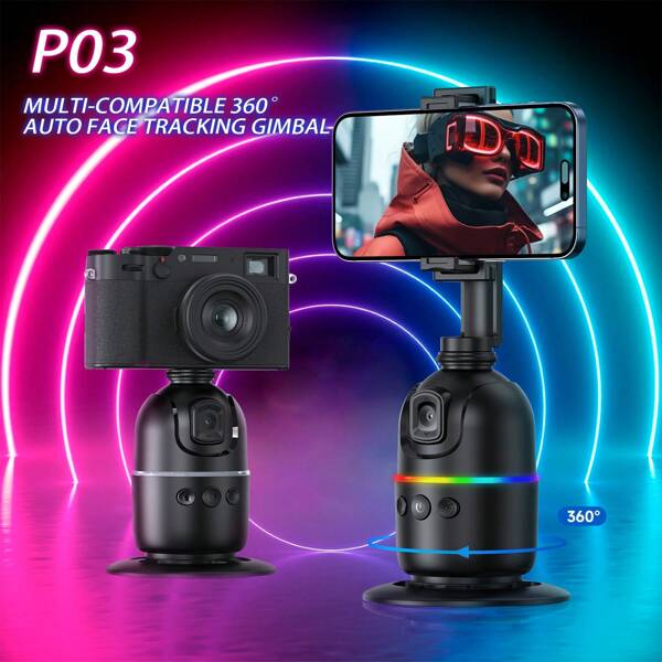 360° Tracking Gimbal Stabilizer With Face Tracking, Compatible With Smartphones, Selfie Stick With 360° Rotation, Supports Portrait & Landscape Photography, Suitable For Cameras Compatible With Iphone Android Phone For Summer Vacation, Travel, Fill Light, Outdoor Activities, Live Streaming