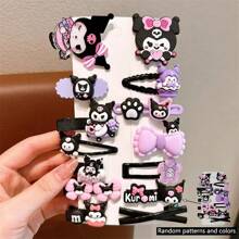 Sanrio 14PCS Sanrio Kuromi Cartoon Pattern Hair Clips,Bangs And Short Hair Kitty Hair Clips,Role-Playing Stage Performance Hair Accessories (Some Parts May Be Random)