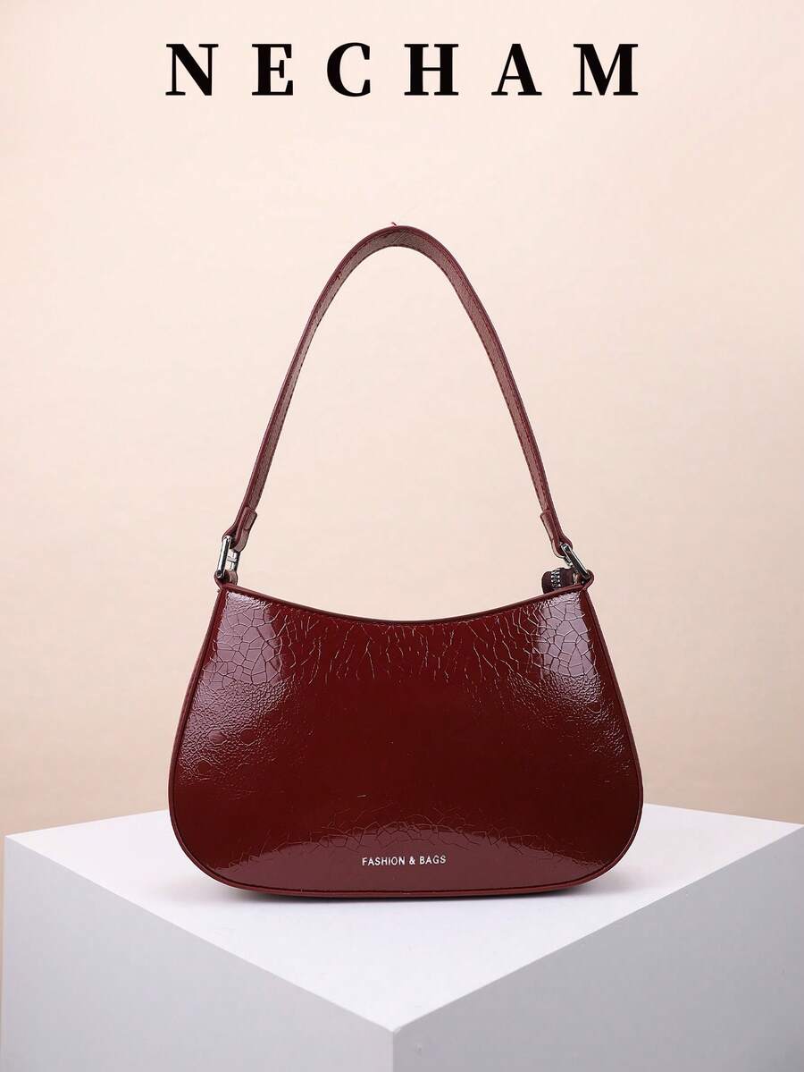 1 件简约百搭女士单肩包，纯色腋下手提包，采用优质皮革制成，休闲日常包适合年轻女性 - 旅行、工作、购物、校园、约会、礼物、商务通勤、办公室