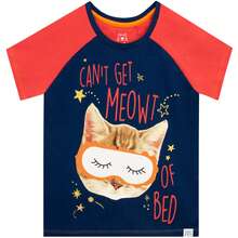 Harry Bear Cat Pyjamas | Girls Cats PJs | Kids Pyjama Sets - Navy Blue - View 2