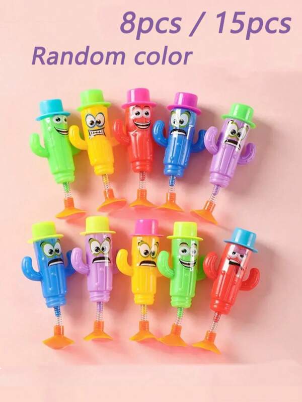8/15pcs (Random Color) Plastic Cactus With Suction Cup Creative Ornaments, Party Favor, Home Decorations, Party Favors, Funny Gifts - For Bedroom Car Party Decoration, Various Festivals, Valentine's Day, Birthday, Christmas Party Decoration