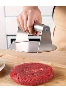 不锈钢汉堡压模，不粘汉堡肉饼制作器适合烧烤和烤架，适合压制牛肉饼、面团、奶酪和蔬菜汉堡，隔热耐高温 - 單色 - 查看 2