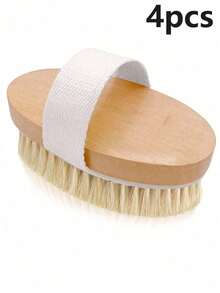 4 pezzi/3 pezzi/2 pezzi/1 pezzo Spazzola per doccia in legno antiscivolo con setole naturali - Spazzola da doccia ovale morbida, adatta per la spazzolatura a secco del corpo, la spazzolatura bagnata, la schiena, per una pulizia profonda ed esfoliazione, migliora la circolazione sanguigna, previene i peli incarniti, riduce l'acne e la cellulite - Senza profumo, senza batterie richieste
