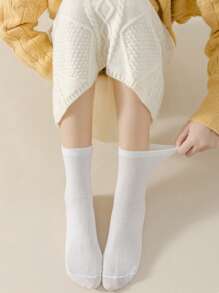 1/4/6 Pairs Women's Comfortable Soft Solid Color Over-The-Knee Socks, Simple Versatile Slouchy Socks With Tassels, Simple Versatile Comfortable Socks (Due To Lighting And Angle During Photography, The Actual Product May Have Slight Color Differences Compared To The Images.), Fall