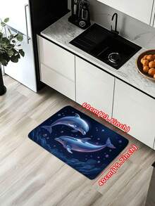 1 Stück tiefseeblauer Bubble Traum-Delfin Muster Badematte, moderne personalisierte Badezimmermatte, Flanell Badezimmerteppich, rutschfeste Küchenmatte, saugfähig, rutschfest und langanhaltend, geeignet für Badezimmer, Wohnzimmer, Schlafzimmer, Küche, Duschraum, Heim-Dekoration Badezimmer Küche Dekoration Küchenteppich - Verschiedenfarbig - Übersicht 6