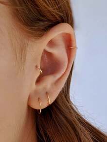 Cartilage Hoop Earrings Nose Rings Unisex Dainty Tiny 18k Plating Cartilage Huggie Hoop Earrings, 16G 18G Surgical Steel Small Endless Hinged Hoops Earring For Earlobe Cartilage Helix Rook Daith Conch Nose Lip Body Piercing Jewelry - Seamless Hoop Earring Set - View 11