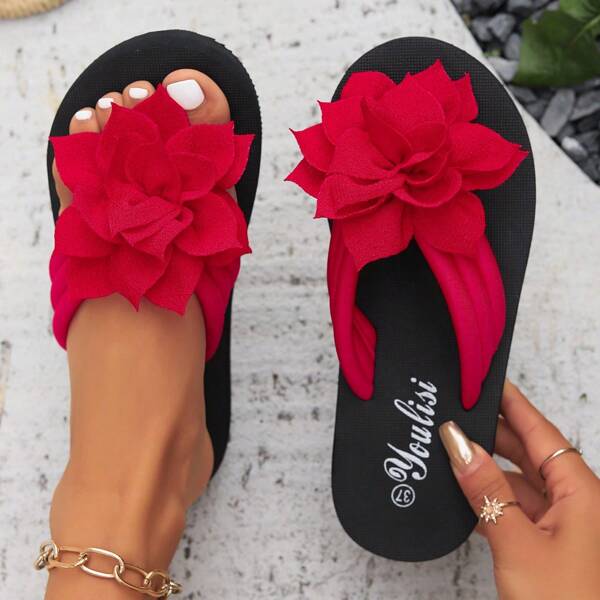 Plus Size 36-43 Women Casual Flower Print House Slippers - Comfortable Sandals