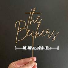 1 pieza Decoración personalizada para pastel de boda de madera, Tóper de pastel personalizado Sr. y Sra. con fuente de caligrafía manuscrita del apellido, Adorno rústico para pastel