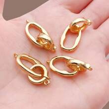 1/3/5 piezas Conector redondo y ovalado enchapado en oro 18K real, hebillas de cierre de resorte para collares, cierres y anillos de resorte de latón O para hacer joyería DIY, pulseras y collares