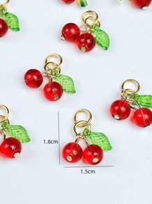 10 pièces Pendentifs de décoration de cerise, bijoux de cerise en fruits faits à la main, accessoires DIY, en plastique ABS, décoration d'été mignonne