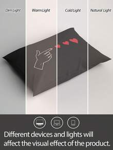 1pc 100% Polyester Digital Printed Pillowcase (Pillow Insert Not Included) - Black - View 6