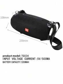 Outdoor Wireless Portable Bluetooth Speaker, Supports TWS Stereo Pairing, TF Card, USB Flash Drive, AUX Audio Output, FM Multi-Function Playback, With Lanyard For Hand-Carry And Shoulder-Carry Dual Mode - 黑色 - 查看 11