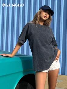 GEMCHO 女士夏季休闲印花短袖 T 恤图案 T 恤女式上衣 - 彩色 - 查看 4