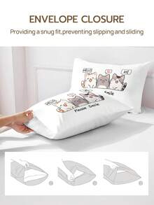 1pc 100% Polyester Digital Printed Pillowcase (Pillow Insert Not Included) - White - View 6