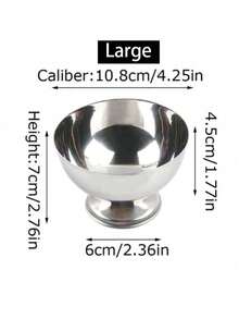 1 pieza Vaso de acero inoxidable para helado, taza retro de alta gama para tardes de té, postre, tazón de fruta, tazón de aperitivos, tazón de postre, tazón de palma de dátil, útiles escolares - Plateado - Ver 16