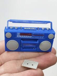 1pc 1:12 Scale Miniature Dollhouse Radio Accessory With Vinyl Record Player Decor, Retro Cassette Player Miniaturized, Detailed & Realistic Music Player Decorative Piece - Perfect Gift For Collectors, Music Lovers, And Miniature Living Room Furniture Enthusiasts!